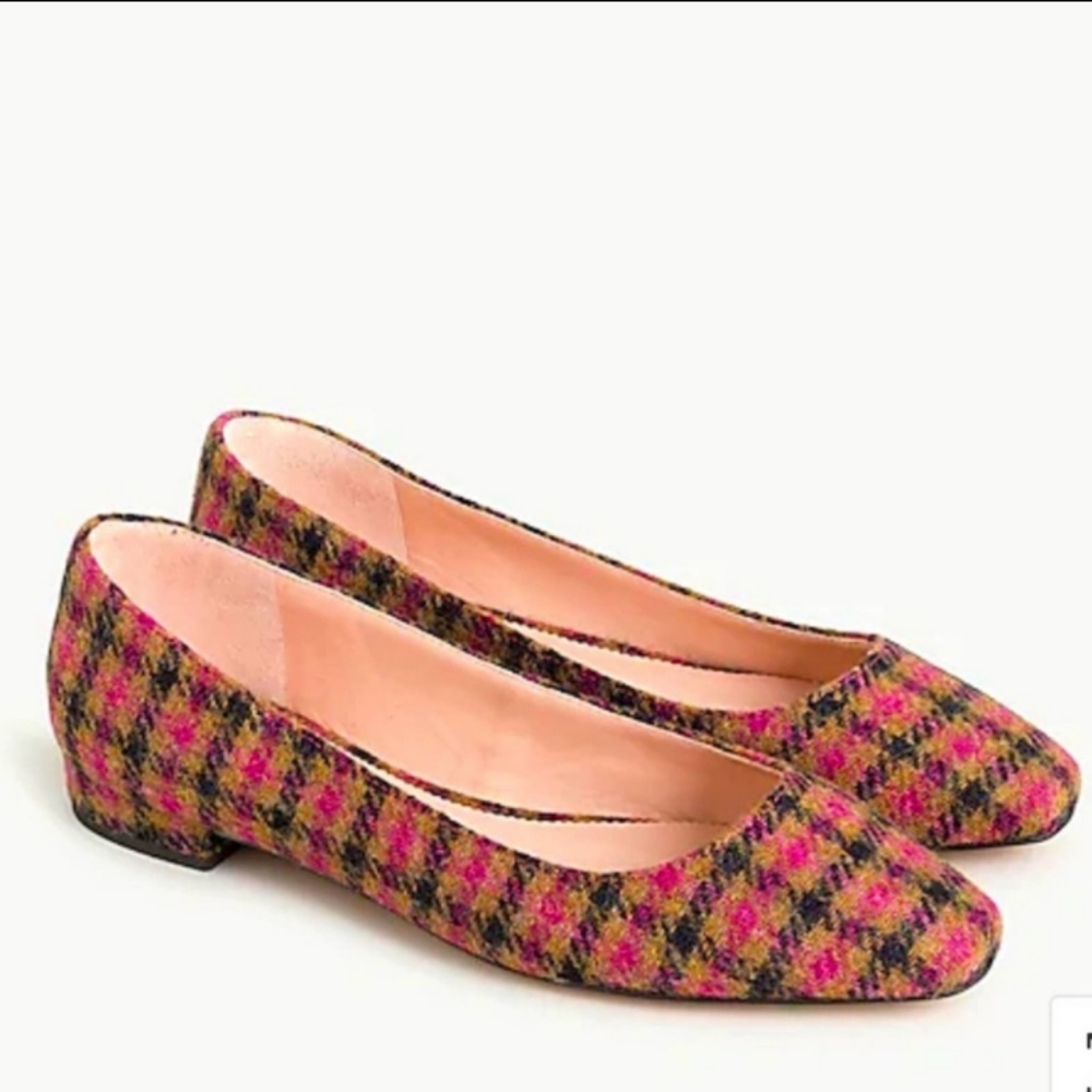 NWT - J. Crew Plaid Classic Flats